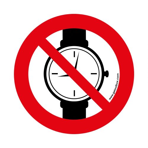 NO METALLIC ARTICLES OR WATCHES!' ZNAK PODŁOGOWY 500 mm